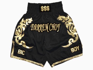 Pantalones boxeo personalizados : KNBXCUST-2039-Negro